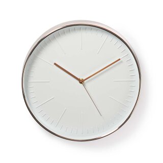Wanduhr | Durchmesser: 300 mm | Kunststoff | Roségold / Weiss
