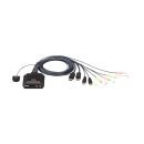 2-Port USB DisplayPort Kabel KVM Switch mit Remote HDCP 3,5mm AUX