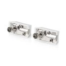 IEC (Koax)-Stecker, angewinkelt | Stecker – quadratisches Design - 2 Stück | Weiß