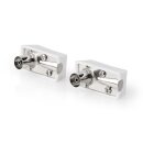 IEC (Koax)-Stecker, angewinkelt | Buchse – quadratisches Design - 2 Stück | Weiß