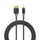 High-Speed-HDMI™-Kabel mit Ethernet | HDMI™-Anschluss  -  HDMI™-Micro-Stecker | 2,0 m | Anthrazit