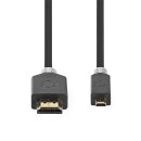 High-Speed-HDMI™-Kabel mit Ethernet | HDMI™-Anschluss  -  HDMI™-Micro-Stecker | 2,0 m | Anthrazit