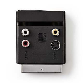 Schaltbarer SCART-Adapter | SCART-Stecker - SCART-Buchse + S-Video-Buchse + 3x RCA-Buchse | Schwarz