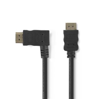High-Speed-HDMI™-Kabel mit Ethernet | HDMI™-Anschluss  -  HDMI™-Stecker 90°, links angewinkelt | 1,5 m | Schwarz