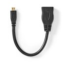 High-Speed-HDMI™-Kabel mit Ethernet | HDMI™-Micro-Stecker  -  HDMI™-Buchse | 0,2 m | Schwarz