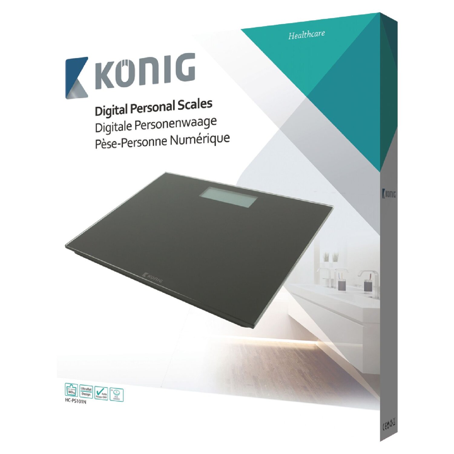 Digitale Personenwaage 180 kg Schwarz, 19,99