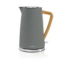 Wasserkocher | 1,7 l | Soft-Touch | Grau Griff Holz...