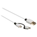 2-in-1-Sync und Ladekabel USB A male - Micro-B male 1.00 m Weiss + Lightning-Adapter