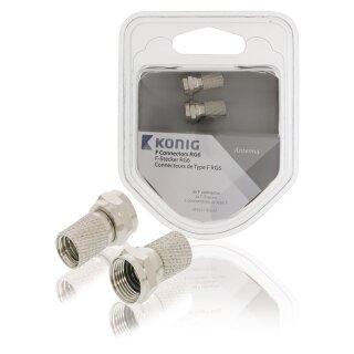F-Stecker Wetterfest RG6 Male Metall Silber