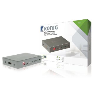 4-Port HDMI Verteiler Dunkelgrau