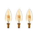 3 Stück Retro-LED-Glühlampe E14 | Kerze | Vintage Shabby Chic Deko Lampe Leuchtmittel