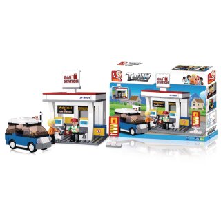 Bausteine Town Serie Tankstelle