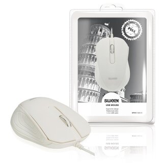 Maus mit Kabel Desktop 3 Tasten Weiss