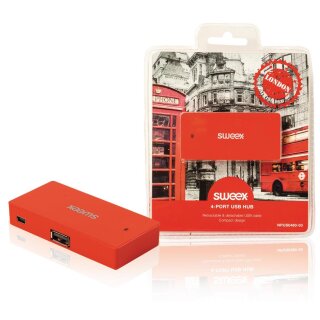 4-Port USB-Hub USB 2.0 Rot