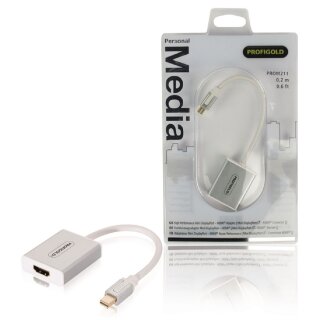 Mini Displayport-Kabel Mini Displayport Stecker - HDMI Stecker 0.20 m Weiss