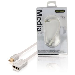 Mini Displayport-Kabel Mini Displayport Stecker - Displayport female 0.20 m Weiss