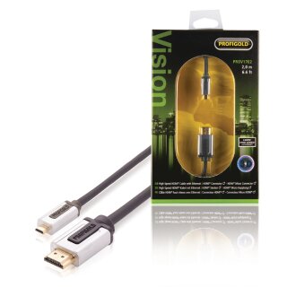 High Speed HDMI Kabel mit Ethernet HDMI Anschluss - HDMI Micro Stecker 2.00 m Schwarz