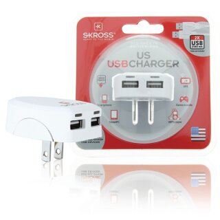 USA Amerika United States Reisestecker Reise Adapter Strom Stecker + 2x USB Ladegerät