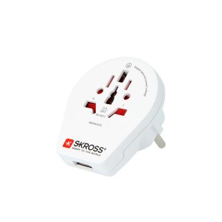 Reise-Adapter Reiseadapter World-Europa USB mit Schutzkontakt