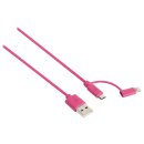 2-in-1-Sync und Ladekabel USB A male - Micro-B male 1.00 m Rosa