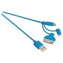 3-in-1-Sync und Ladekabel USB A male - Micro-B male 1.00 m Blau