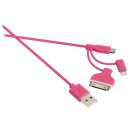 3-in-1-Sync und Ladekabel USB A male - Micro-B male 1.00 m Rosa