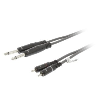Stereo-Audiokabel 2x 6.35 mm male - 2x RCA male 5.0 m Dunkelgrau