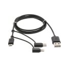 3-in-1-Sync und Ladekabel USB A male - Micro-B male 1 m Schwarz Type-C Adapter / Lightning-Adapter