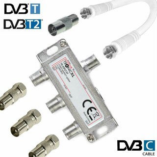 IEC Breitband Kabel Verteiler 3-fach TV Splitter DVB-T Kabelfernsehen DVB-C