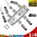 IEC Breitband Kabel Verteiler 4-fach TV Splitter  DVB-T Kabelfernsehen DVB-C