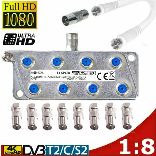 IEC Breitband Kabel Verteiler 8-fach TV Splitter  DVB-T Kabelfernsehen DVB-C