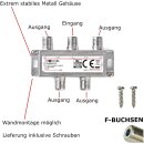 DVBT DVBC DVBS Sat F-Splitter 4-fach Antennenverteiler Weiche Kabelfernsehen