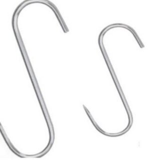 10 Stück S-Haken Fleischhaken Edelstahl Fleischerhaken klein 60mm x 3mm