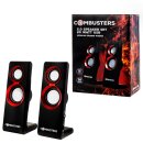 Combusters USB Design Lautsprecher Box Boxen Pc Computer Laptop schwarz rot