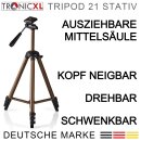 TronicXL 360° Kamerastativ Stativ DSLR Aluminium 130cm für Dreibein Canon Nikon Samsung Canyon Rollei Sony Benq