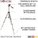 TronicXL Tripod 19 Universal Kamera Stativ 105cm + Tasche kompakt Wasserwaage Tripod19