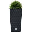 TronicXL XXL PFLANZKÜBEL anthrazit BLUMENKÜBEL BLUMENTOPF ÜBERTOPF ECKIG Rattan Optik + Einsatz
