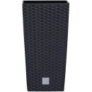 TronicXL XXL PFLANZKÜBEL anthrazit BLUMENKÜBEL BLUMENTOPF ÜBERTOPF ECKIG Rattan Optik + Einsatz