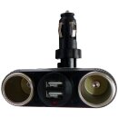 TronicXL 12V 24V Zigarettenanzünder Buchse Y 2er Weiche + 2 USB Verteiler Stecker KFZ Auto LKW bewegliches Gelenk Winkel Stecker Steckdosen