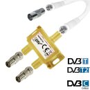 IEC Verteiler Antennenverteiler TV Kabel Adapter Kabelfernsehen 2fach DVBC Koax Splitter