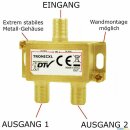 IEC Verteiler Antennenverteiler TV Kabel Adapter Kabelfernsehen 2fach DVBC Koax Splitter