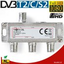 3fach F-Stecker Antennenverteiler DC-Durchlass TV Kabel Kabelfernsehen DVBC DVB-T2 zb für Unitymedia Vodafpne Splitter