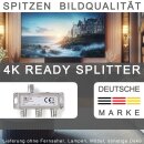 3fach F-Stecker Antennenverteiler DC-Durchlass TV Kabel Kabelfernsehen DVBC DVB-T2 zb für Unitymedia Vodafpne Splitter