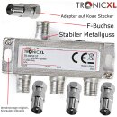 TronicXL 3fach BK Verteiler Set Premium TV Kabel Antennenverteiler Kabelfernsehen DVBC zb für Vodafone Splitter