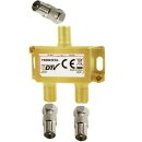 2-Fach gold BK Verteiler Premium TV Kabel Adapter Antennenverteiler Kabelfernsehen DVBC