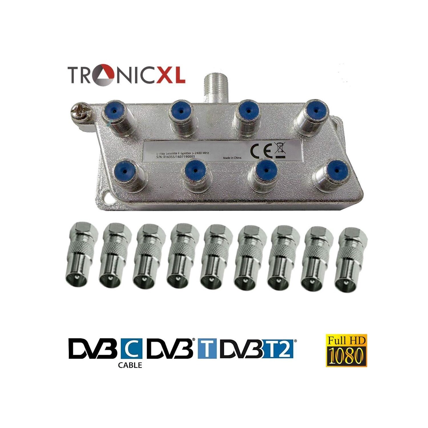 TronicXL 6-voudige verdeler premium tv-kabeladapter antenneverdeler kabeltelevisie DVBC zb voor Unitymedia Splitter Unicable 6-voudig hd geschikt 4K HDTV DC-doorlaat FM radio satellietsystemen TronicXL 6-voudige verdeler premium tv-kabeladapter antenneverdeler kabeltelevisie DVBC zb voor Unitymedia Splitter Unicable 6-voudig hd geschikt 4K HDTV DC-doorlaat FM radio satellietsystemen