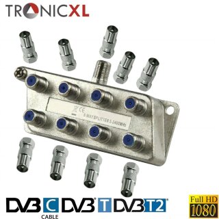 TronicXL 8fach BK Verteiler Premium TV Kabel Adapter Antennenverteiler Kabelfernsehen DVBC zb für Unitymedia Splitter