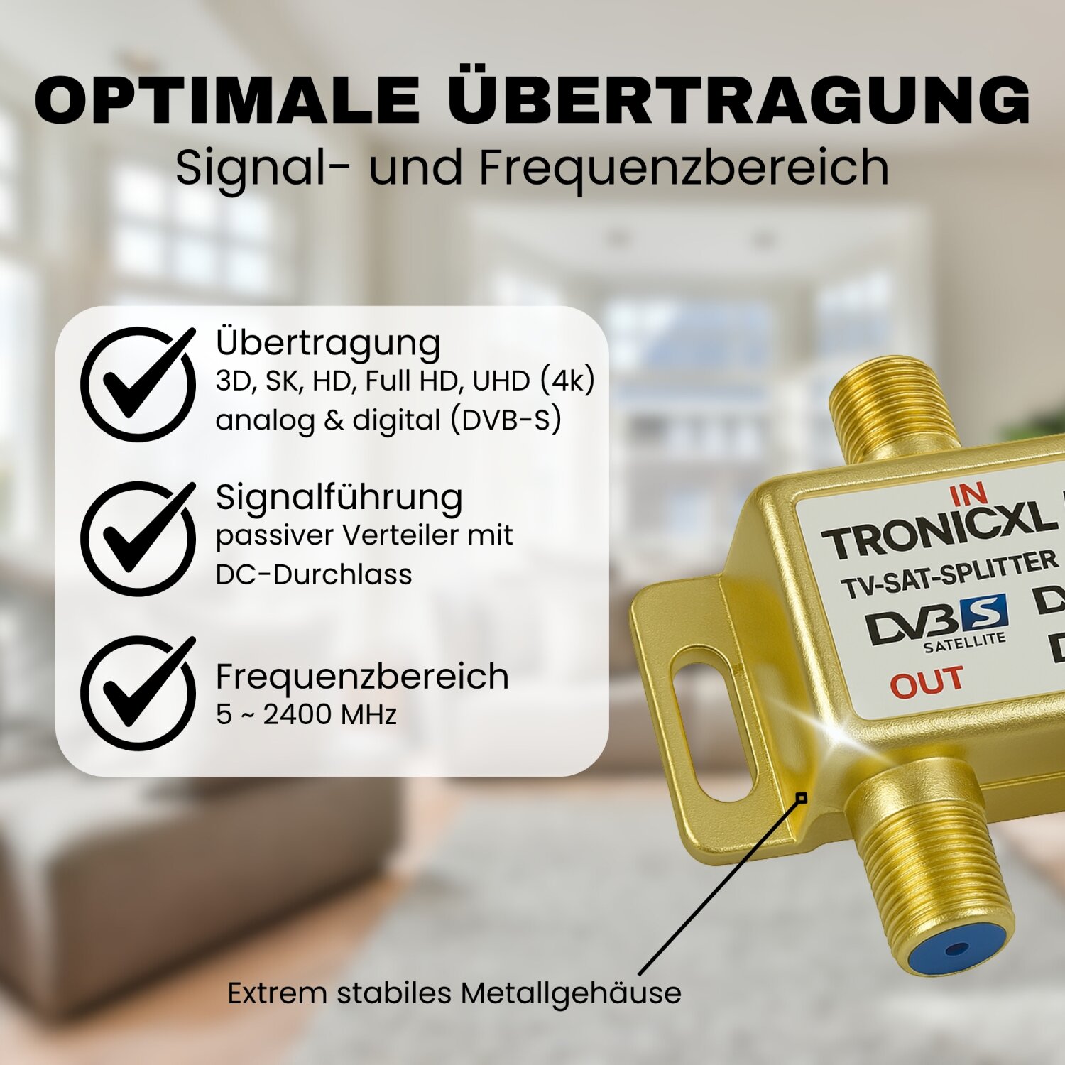 Tronicxl Antennenverteiler Gold Highend Sat Dvbt2 Dvbc Verteiler Wei 9 99