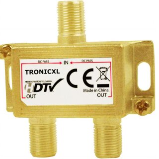 Antennenverteiler  gold Highend SAT DVBT2 DVBC Verteiler Weiche Splitter F-Buchse zb für Kabelfernsehen Unitymedia