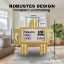 Antennenverteiler  gold Highend SAT DVBT2 DVBC Verteiler Weiche Splitter F-Buchse zb für Kabelfernsehen Unitymedia